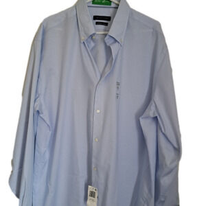 New Tommy Hilfiger Flex Supima cotton button down dress shirt OEKO TEK 17.5 BLUE